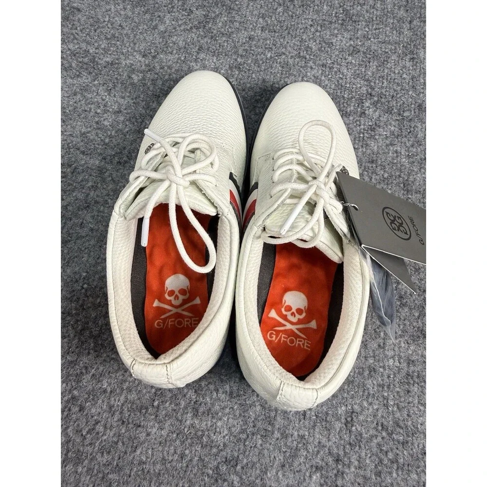 G/FORE G.112 Women’s Leather Saddle‑Stripe Golf Shoes–White/Navy/Red–Sz 5.5 New